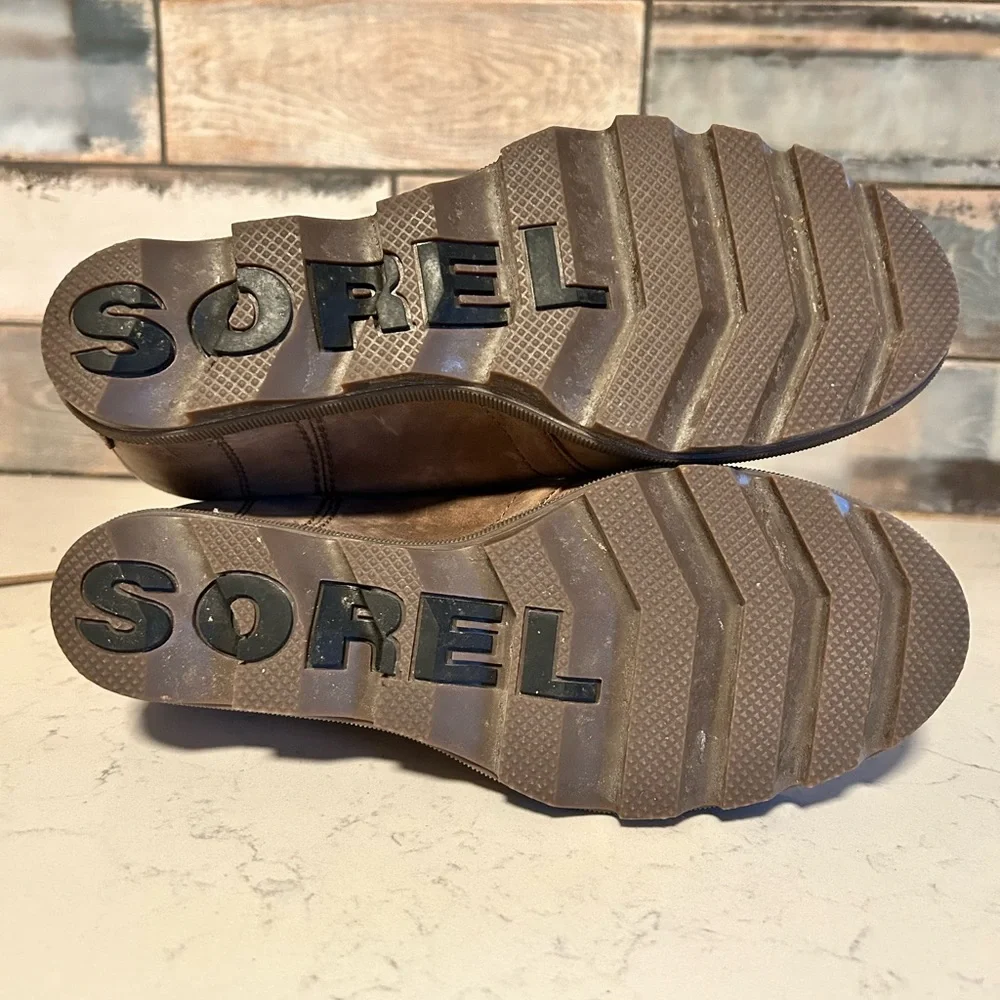 EUC Sorel Joan of Arctic Brown Leather Lace-Up Wedge Boots - Picture 12 of 12